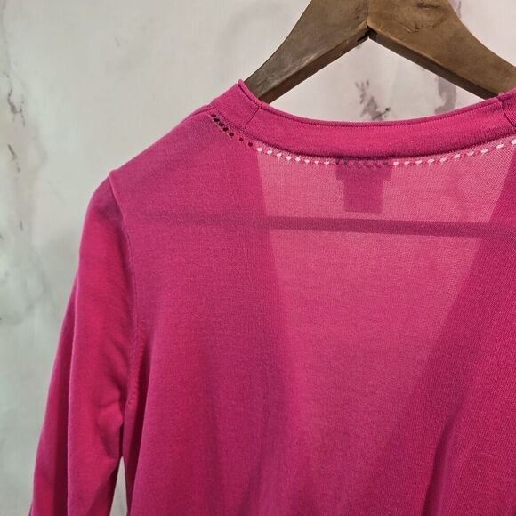 Chicos Cardigan Womens 0 Small Pink Wrap Topper Magenta Hot Travelers Ruana Long - Picture 6 of 12